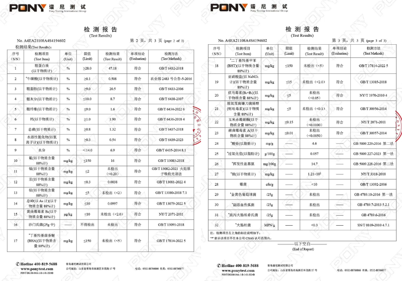宠王府鸡不知猫粮检测报告