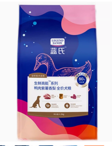 蓝氏 生鲜高能鸭肉紫薯香梨全价犬粮1.5kg/袋