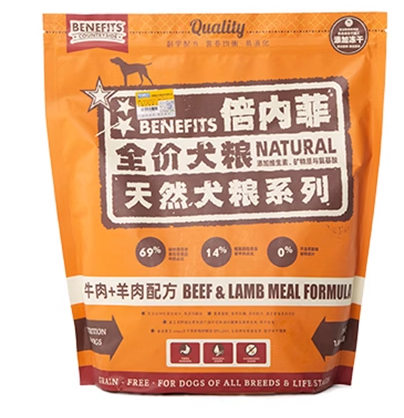 倍內菲 全價全階段犬糧牛肉+羊肉配方1.8kg/袋