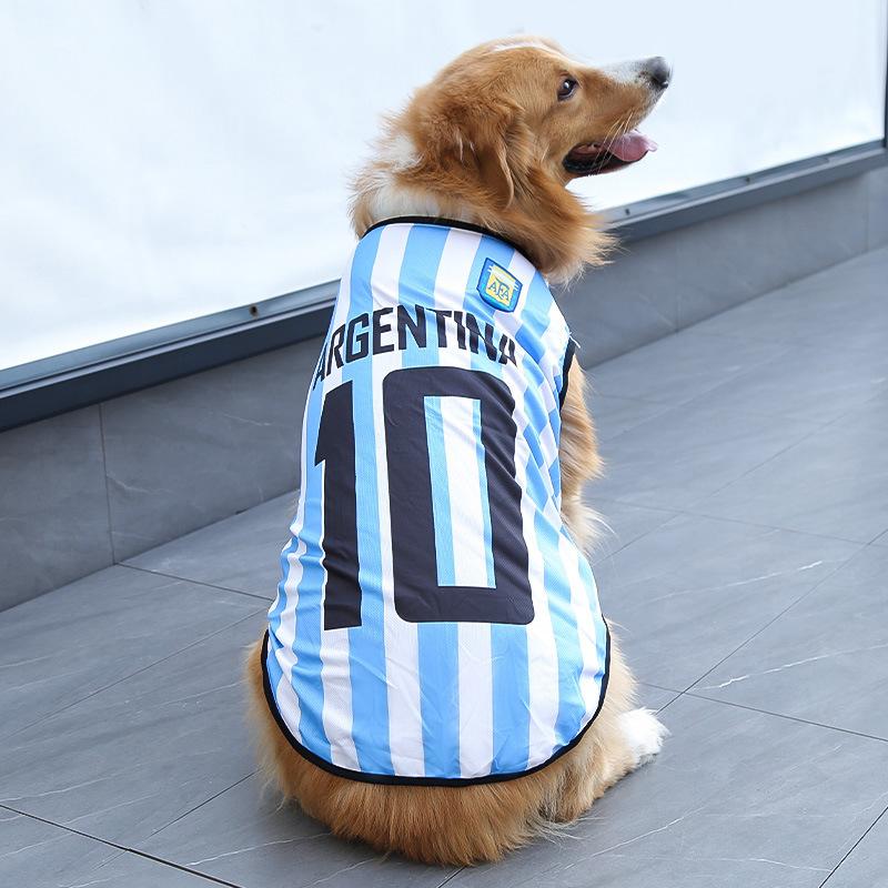 闪耀 宠物世界杯衣服白蓝10号阿根廷