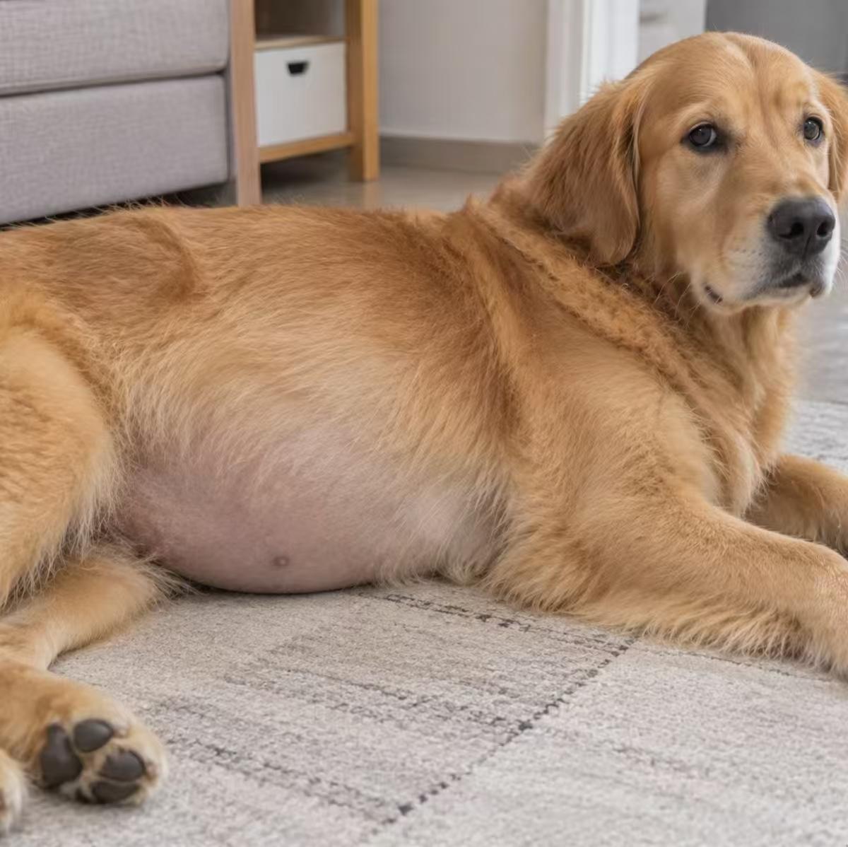 七岁金毛犬腹部逐渐膨大已确诊
