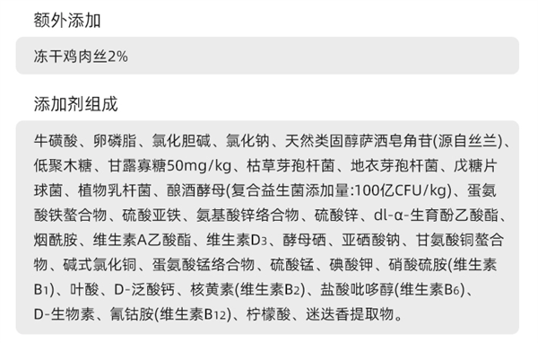 坦克小希貓糧配方